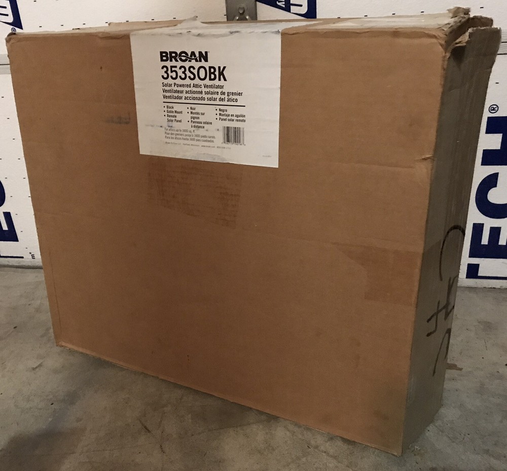 Solar Powered Attic Ventilator - Broan 353SOBK Gable Mount