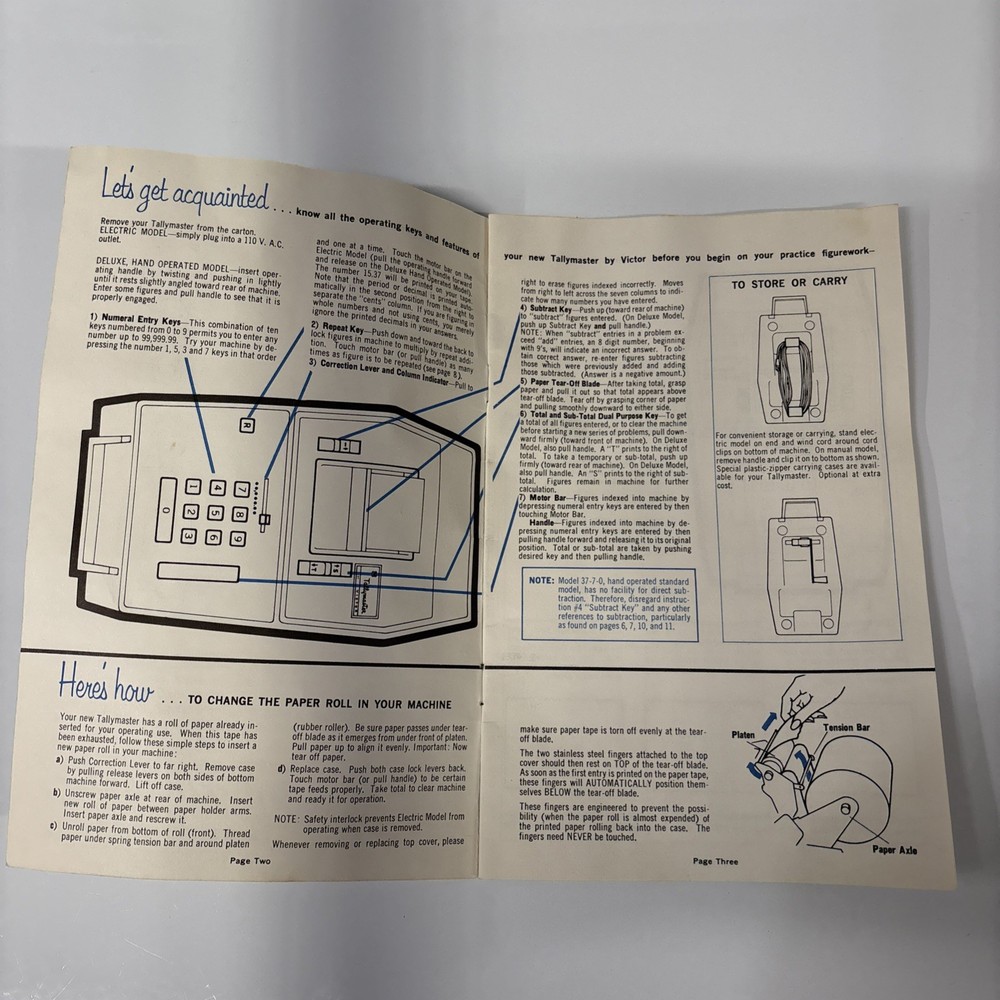 Victor Tallymaster 37-57-50 Adding Machine Owner’s Manual
