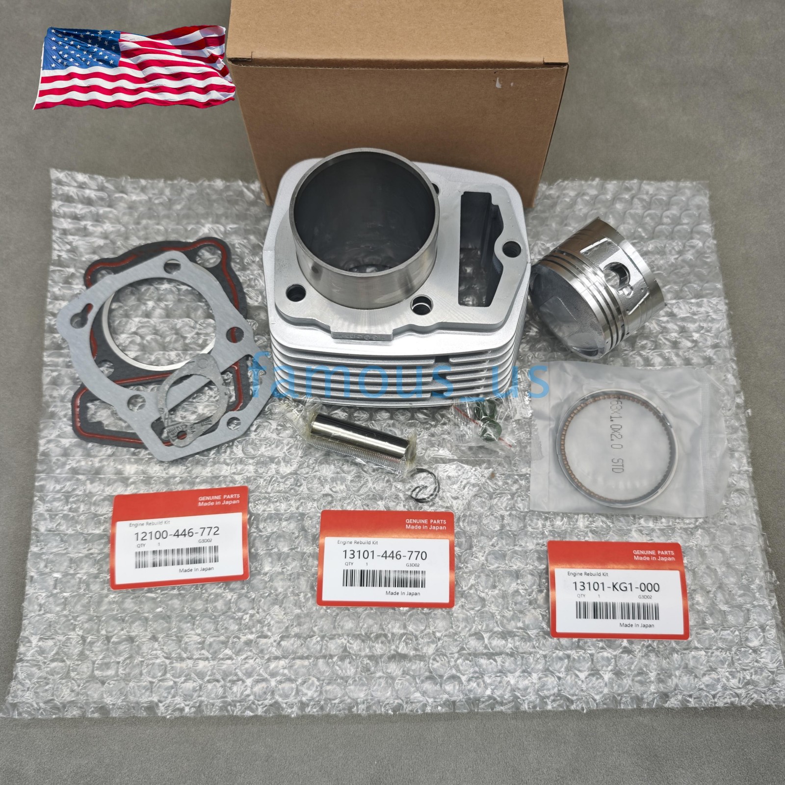 OEM 63mm Cylinder Piston Top End Rebuild Kit For Honda XR200 XR200R XL200R XR XL