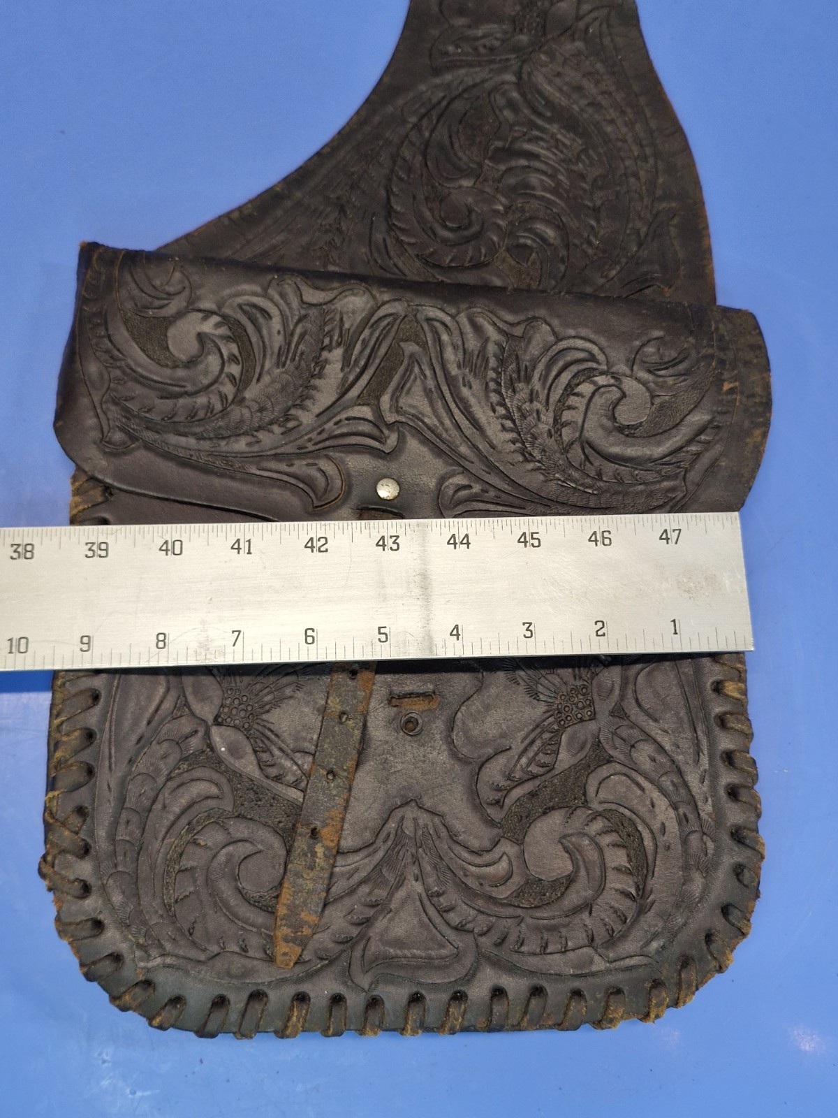 Vintage Tooled Leather Saddle Bags Motorcycle Saddlebag Set Floral Western