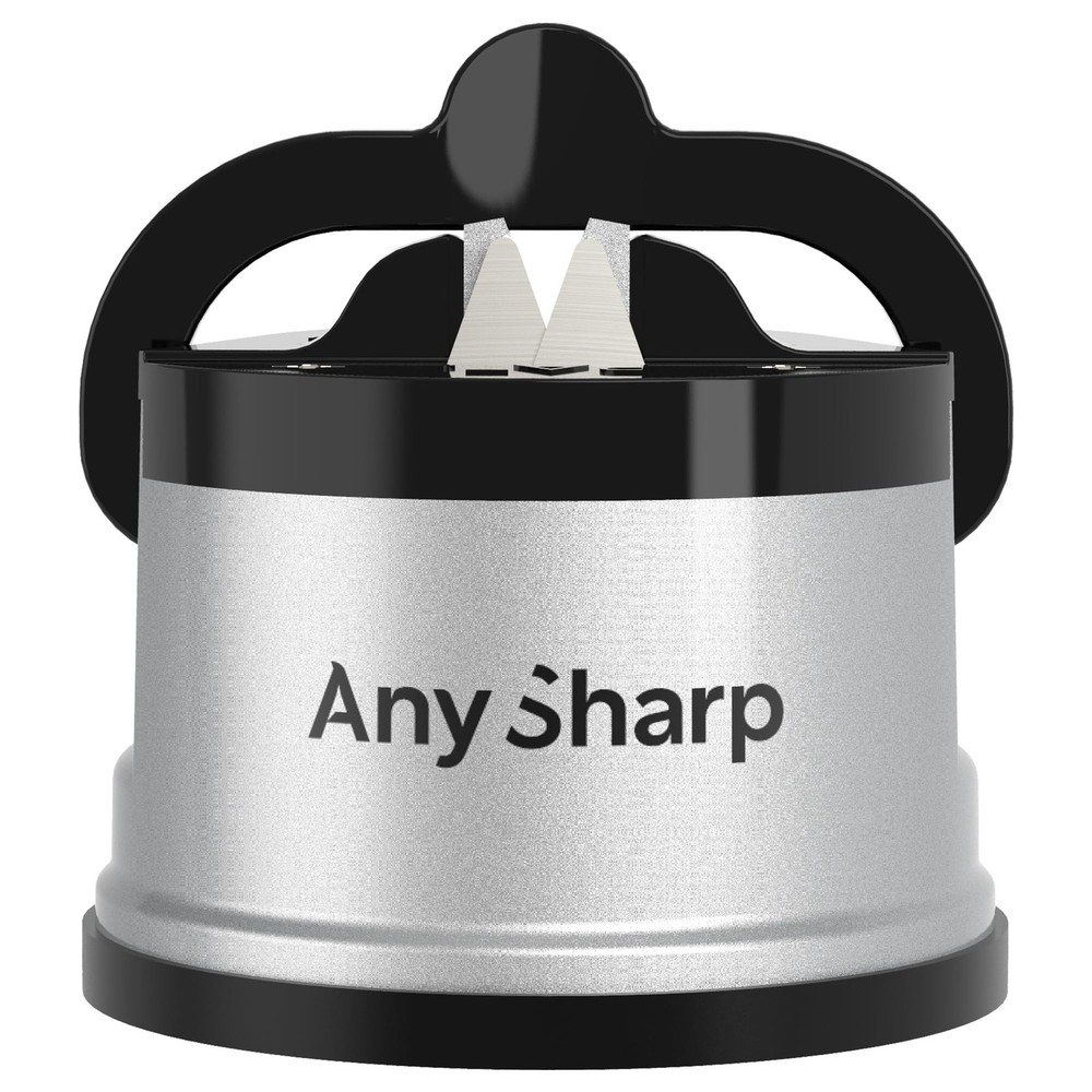Silver Knife Sharpener with PowerGrip Suction for Effortless Kitchen Use