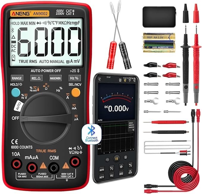 Digital Multimeter Bluetooth Auto Ranging 6000 Counts AC DC Voltage Current Test