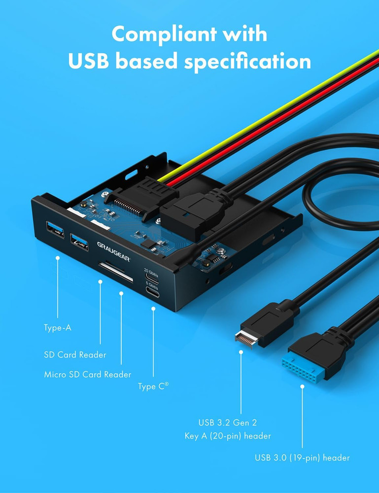 3.5 Inch Front Panel USB C Hub Sd/Microsd Internal Card Reader 20Gbps USB 3.2 ..