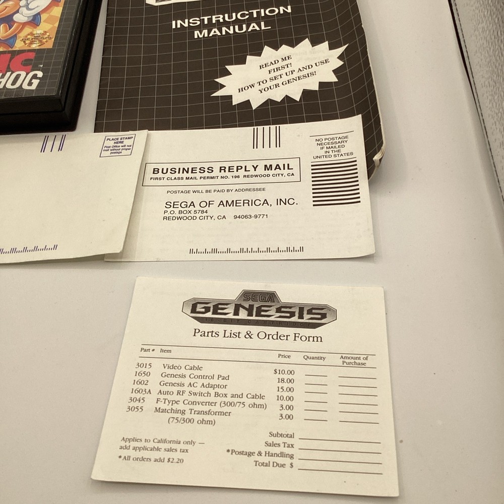 Sega Genesis Model 1 Console Sonic The Hedgehog Bundle System Inserts ONLY!