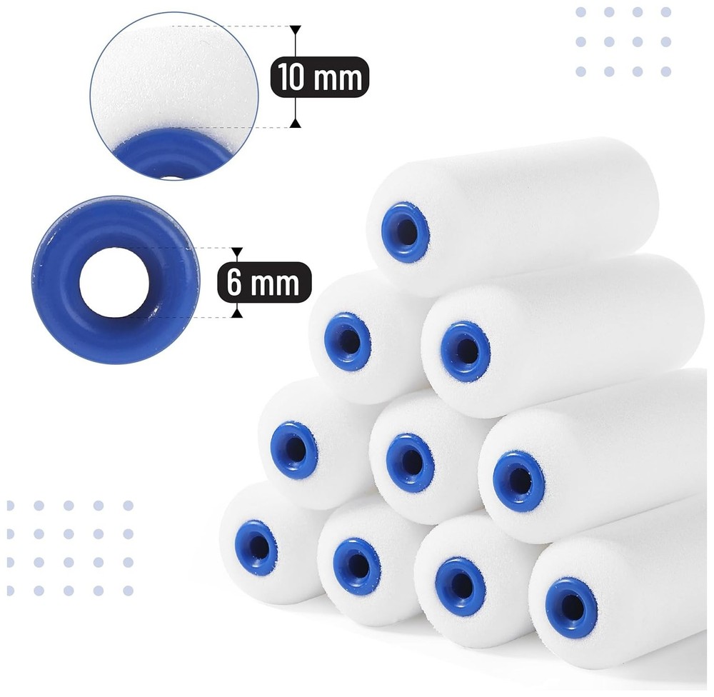 Bates- 4 Inch Foam Paint Roller Set,12 pcs,Small Paint Roller Kit Includes 1 x