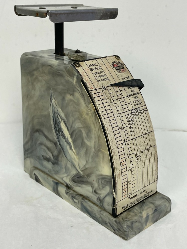 1952 Hanson Model 1546 2 Pound Marbleized Plastic Vintage Mail Scale