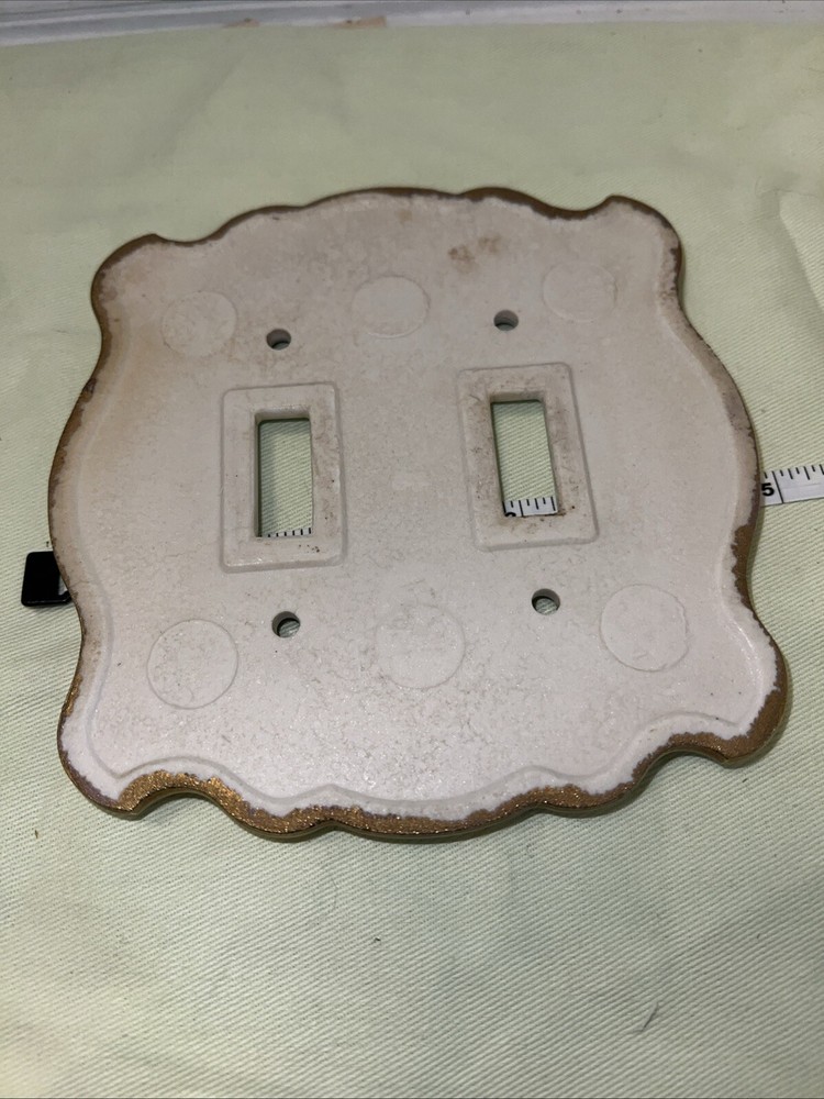 Vintage Porcelain Double Light Switch Fall Theme Plate