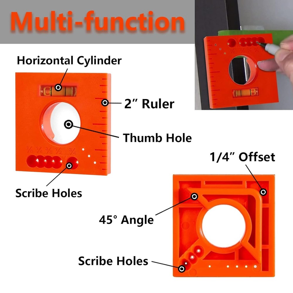 2PCS Marks Offset Ruler with Level - 5 in 1 Multifunction Ruler for Parallel Lin