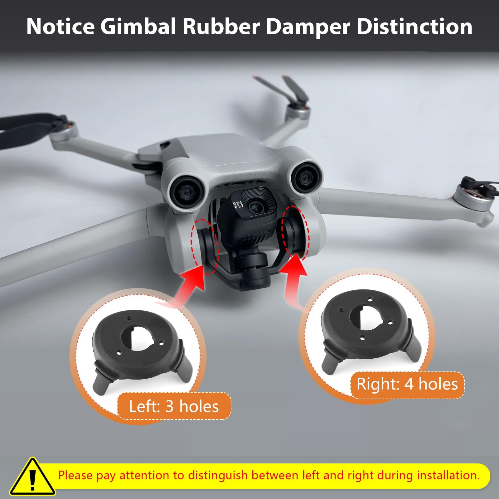 Replacement for DJI Mini 3 Gimbal Shock Absorption Rubber Black-Short