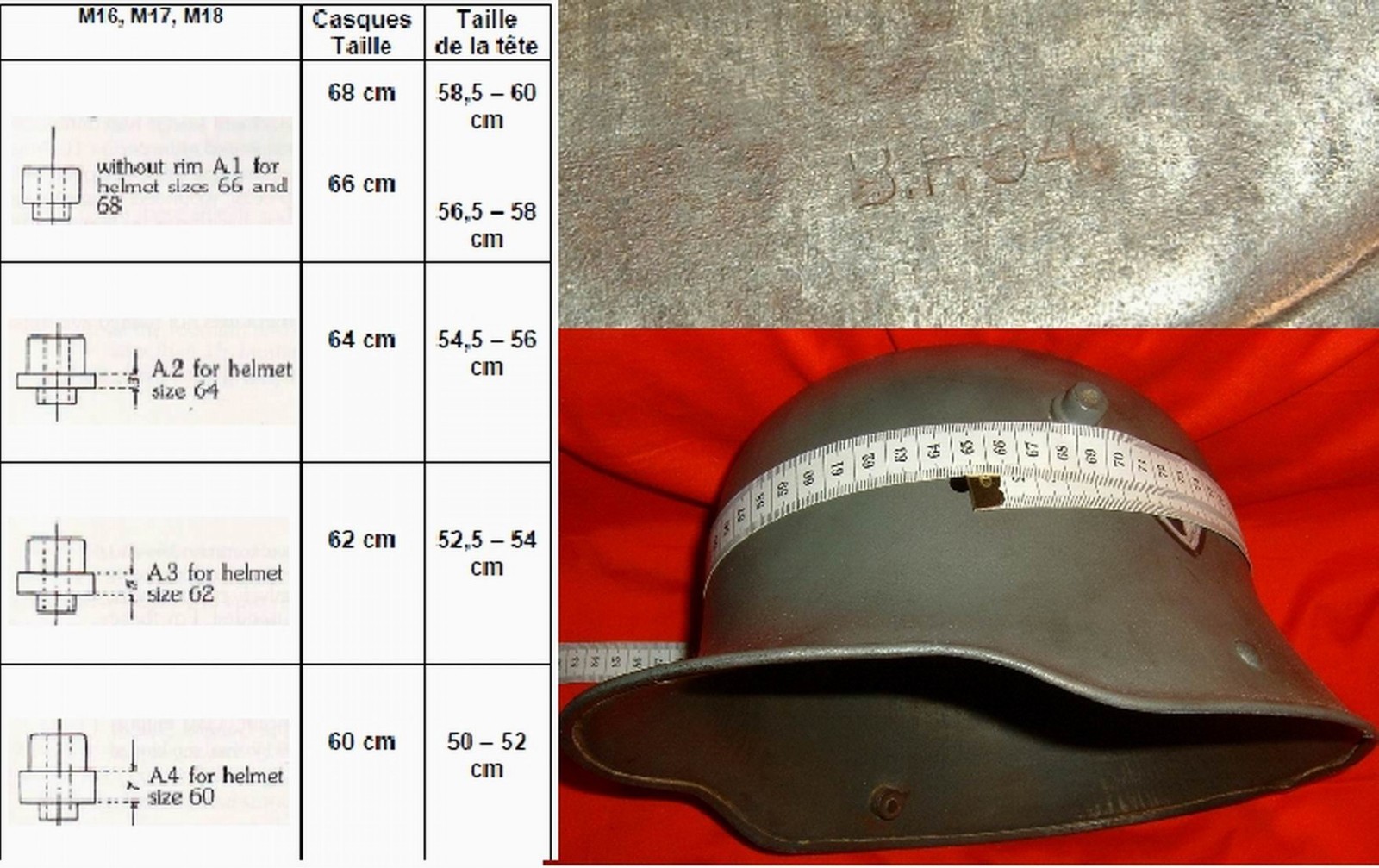 German WWI M-16 helmet leather liner size 66.