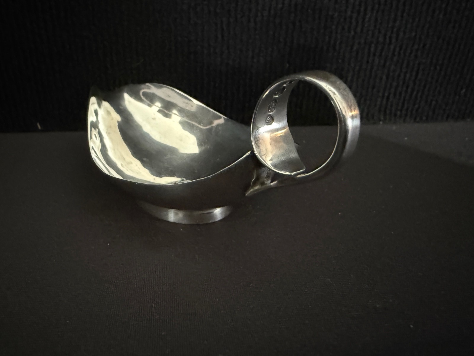 1832 London Sterling Pap Boat with 1787 Shilling in Bottom Jonathan Hayne