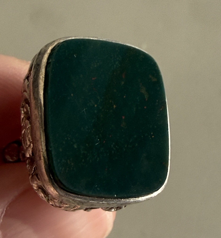 Antique English Sterling & Bloodstone Fob/Seal, London 1919