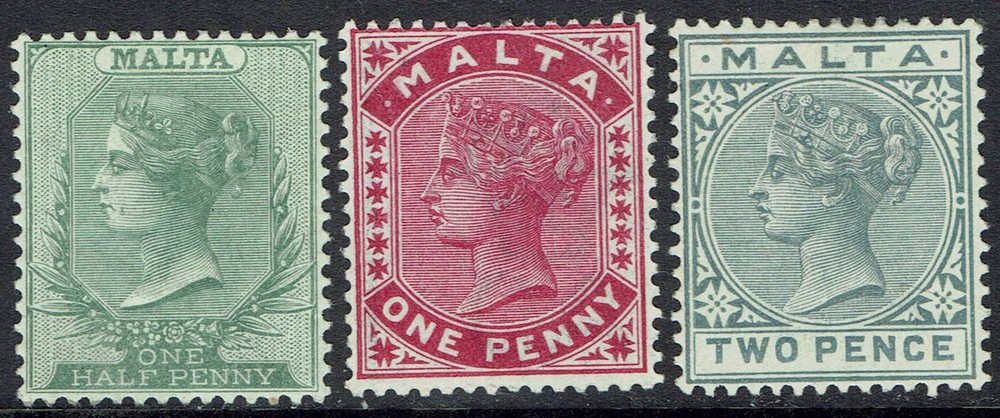 MALTA 1885 QV 1/2D 1D AND 2D