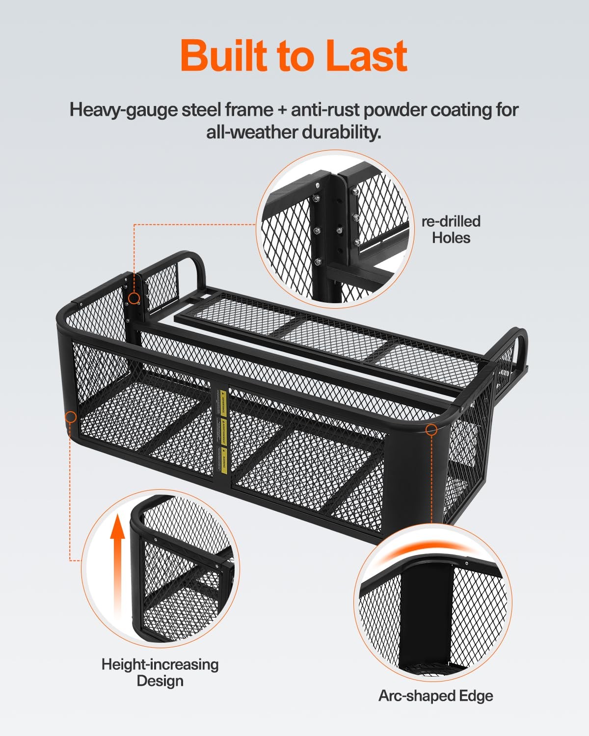 Heavy Duty ATV UTV Rear Cargo Basket Drop Style Steel Storage Rack 500 lbs