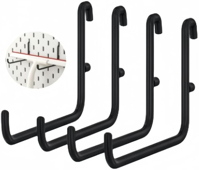 Durable 4 Pack L Shape Pegboard Hooks - Versatile Hanging Solutions for Home