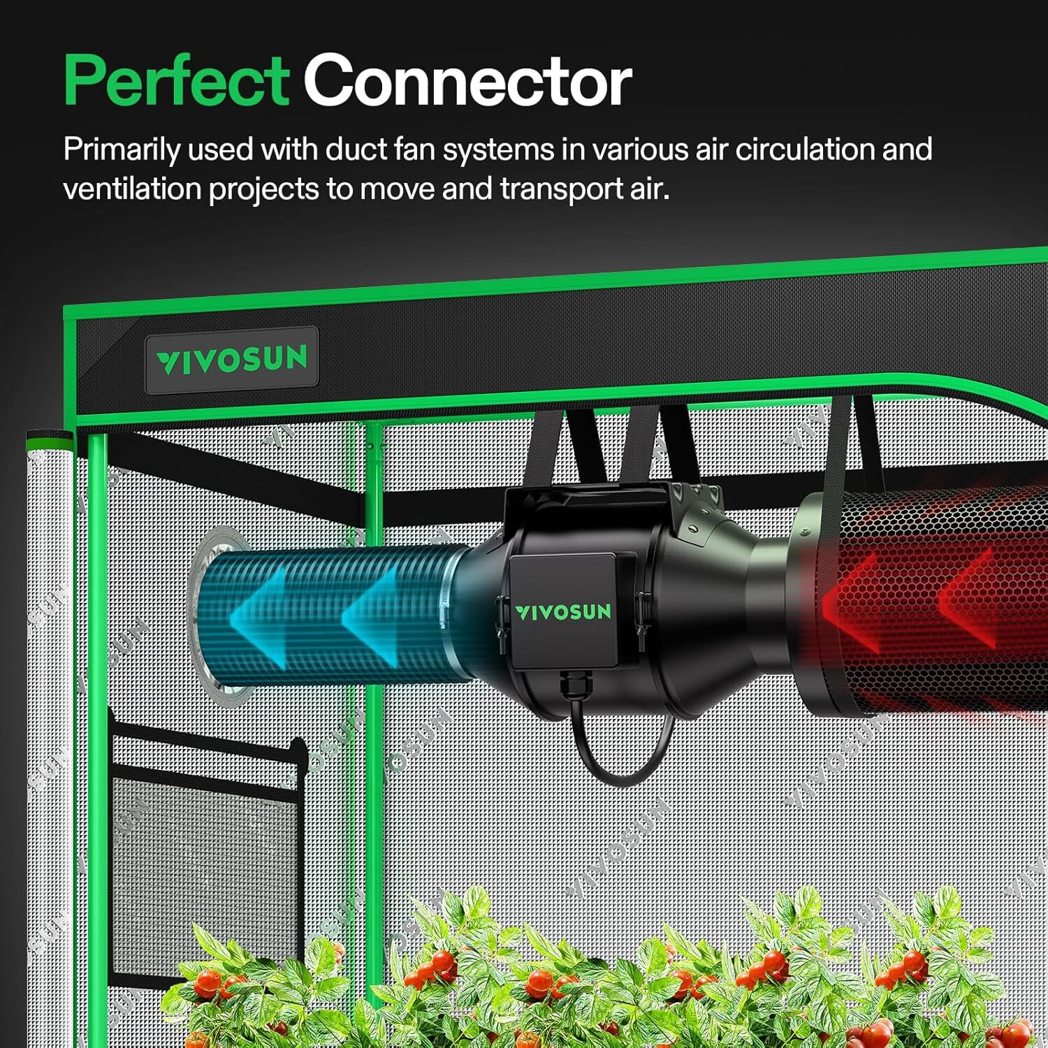 VIVOSUN Smart Grow System Aerozesh Inline Fan & AeroLight LED Grow Light & E42A