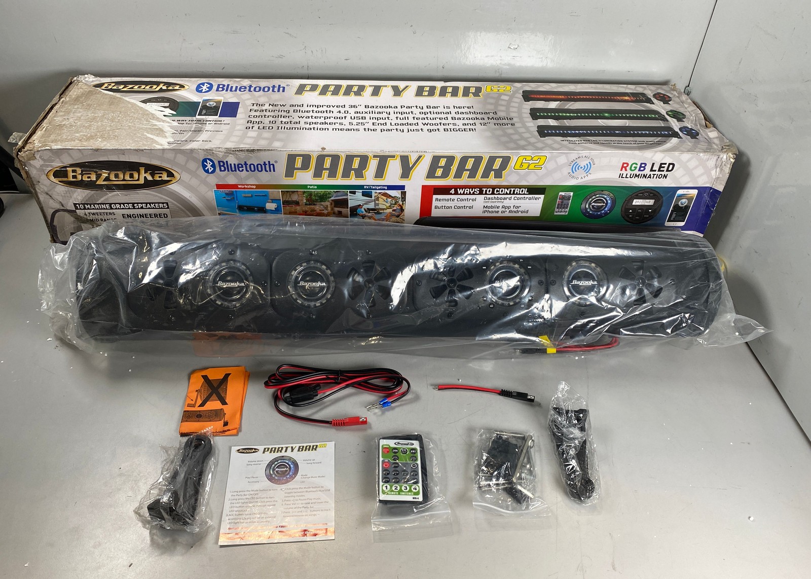 Bazooka BPB24-G2 Party Bar 8-Speaker Sound Bar w/ LED lighting