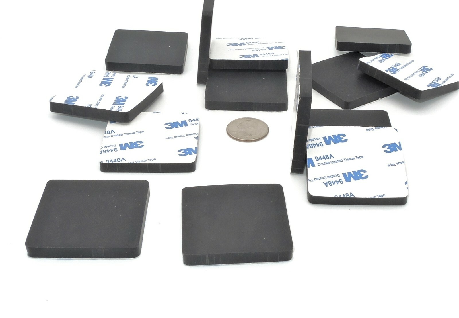 2" Square x 1/4" Thick Silicone XL Rubber Pads Rubber Feet Bumpers 3M Backing