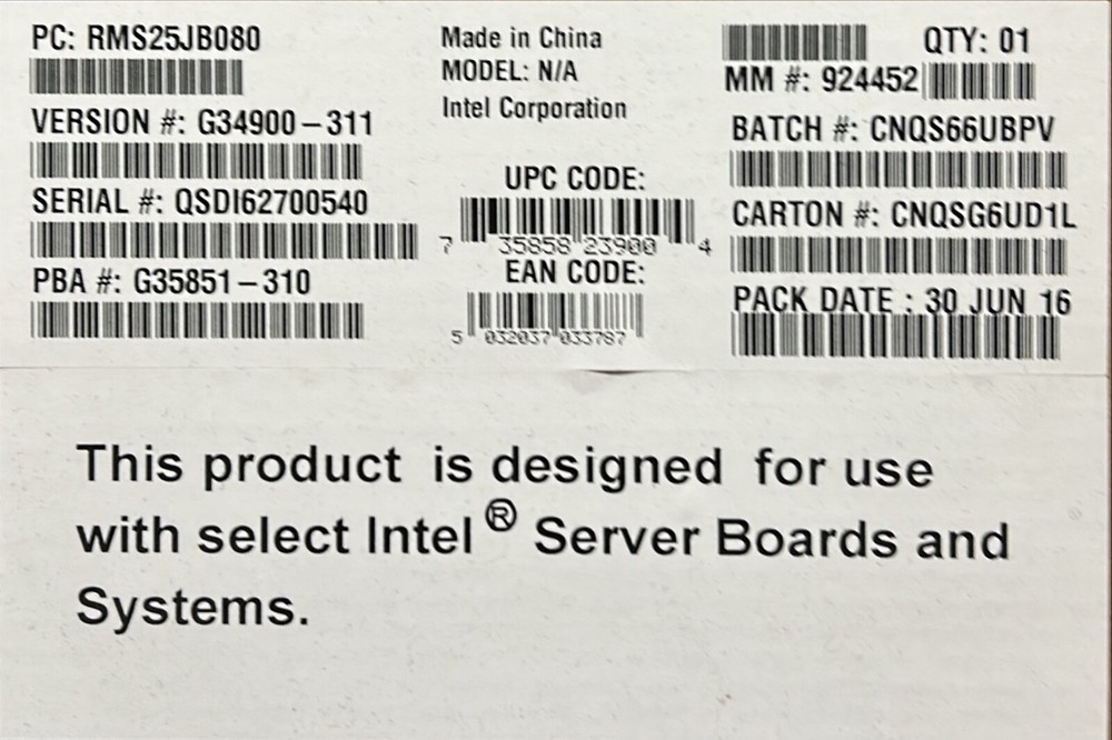 Intel RMS25JB080 Integrated RAID Module NEW BROWN BOX