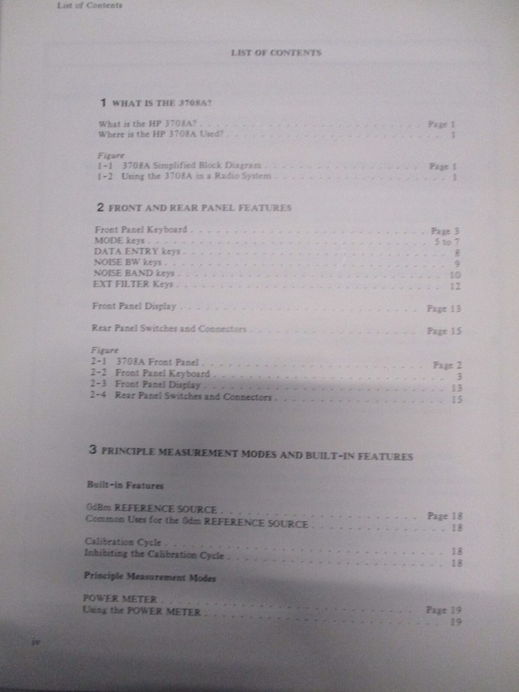 HEWLETT PACKARD 3708A NOISE & INTERFERENCE TEST SET OPERATING MANUAL