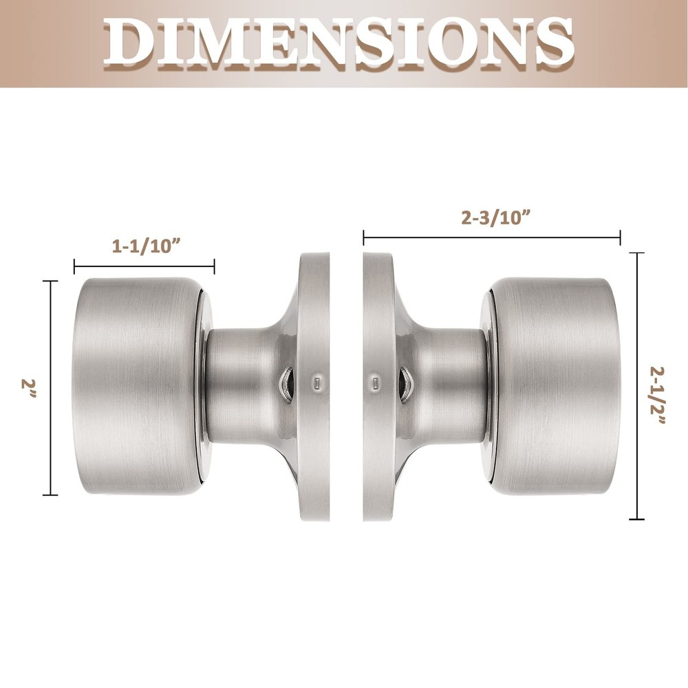 knobelite 2 Pack Dummy Knobs Satin Nickel Closet Door Knobs Single Side Non-T...