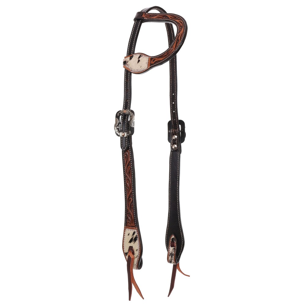 Showman Single Ear Leather Headstall w/ Tooling & Cowhide