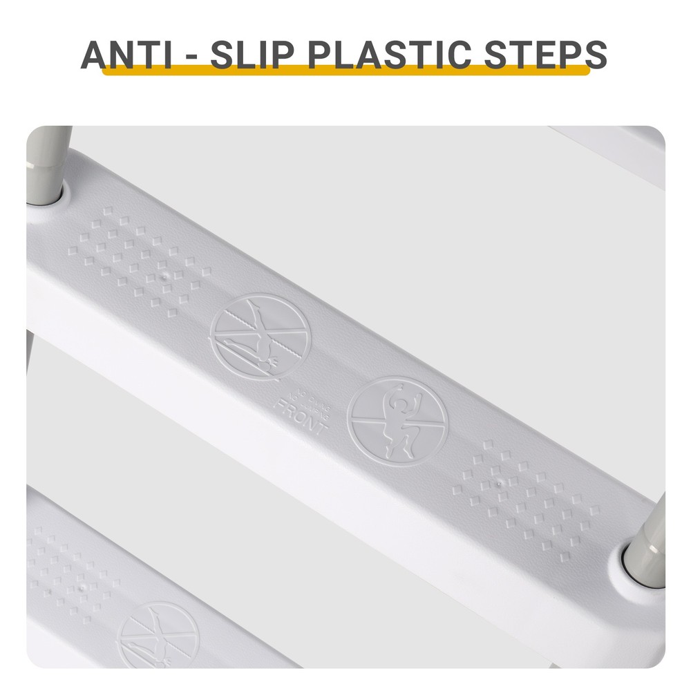 52" 4-Step Pool Ladder, Iron Grey Frame & White Steps, Safety Design