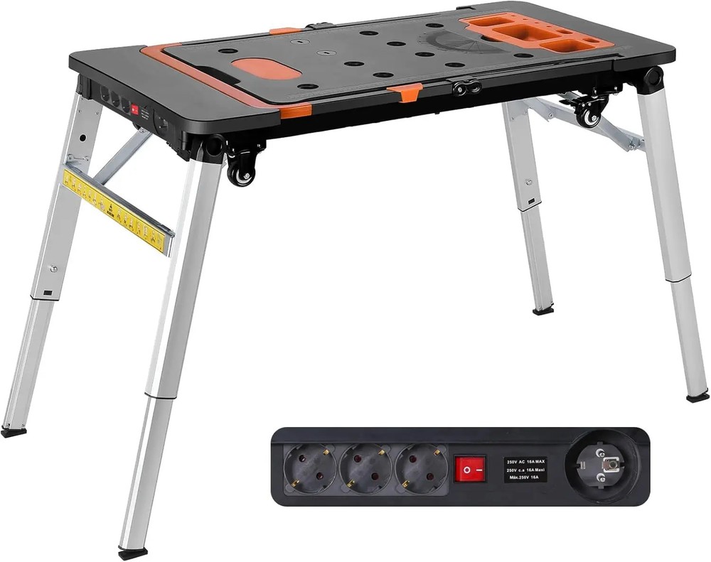 7-in-1 Portable Workbench Folding Sawhorse Work Table Load Capacity 440lbs/200kg