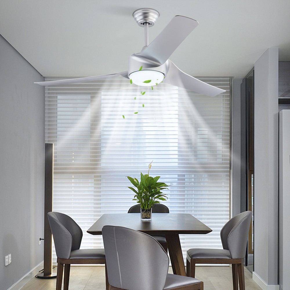 52 Inch Modern Ceiling Fan Light Silver Ceiling Fan Light With Remote Control