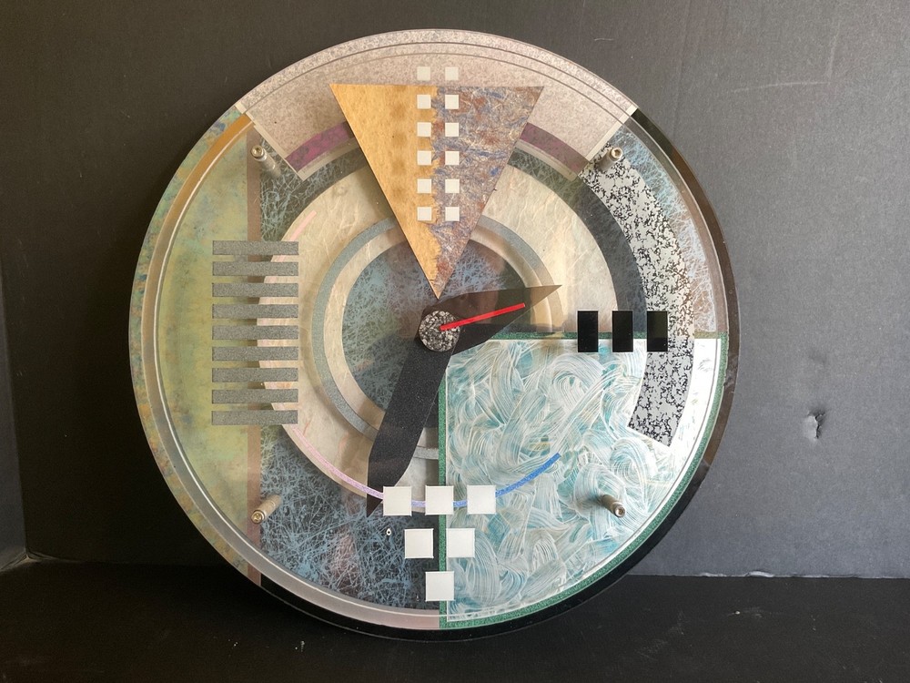 Art Deco Wall Clock Vintage Post Modern 90’s Signed.
