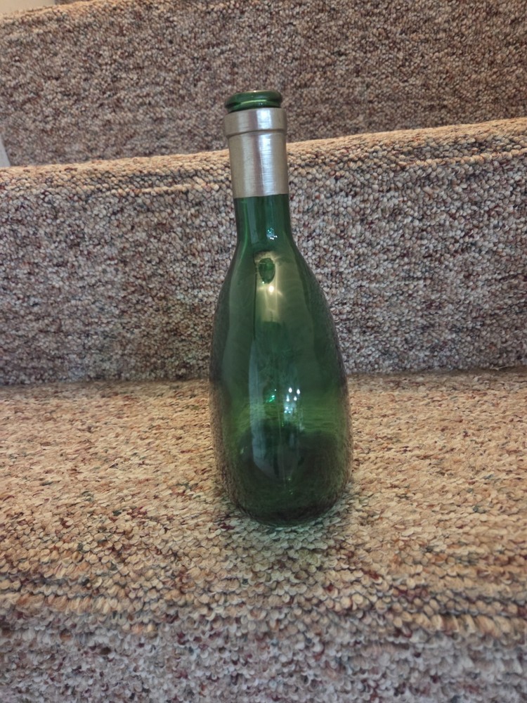 Vtg Green Glass Wine Bottle Jug