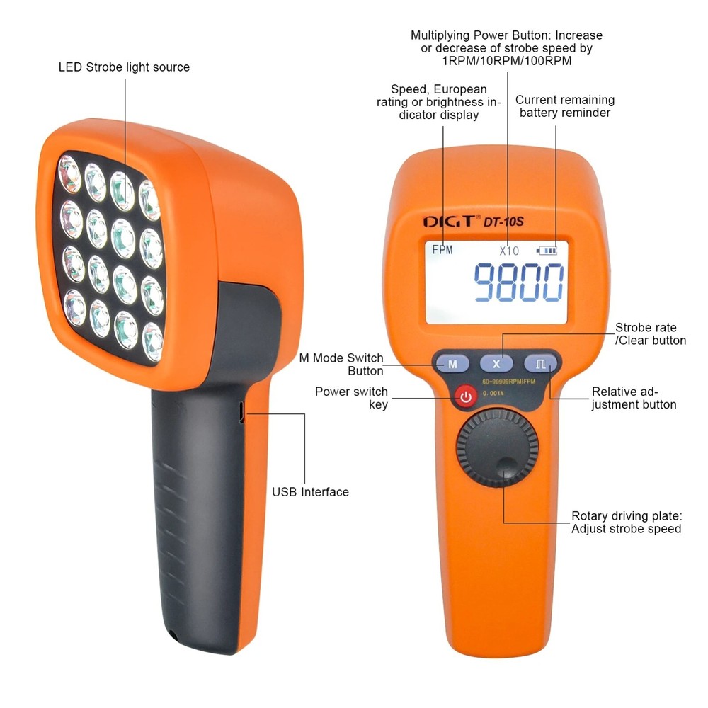 New Digital Handheld Stroboscope, LED Flash Strobe Tachometer,Speed Tester