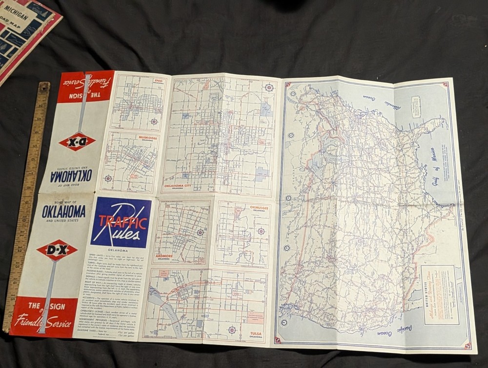 Vintage Oklahoma DX service station map
