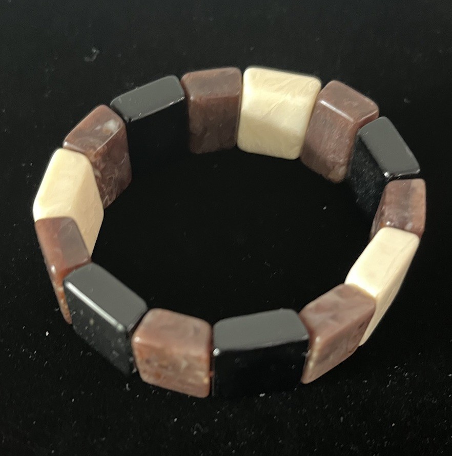Brown, Black & Beige Stretch Bracelet Boho Retro