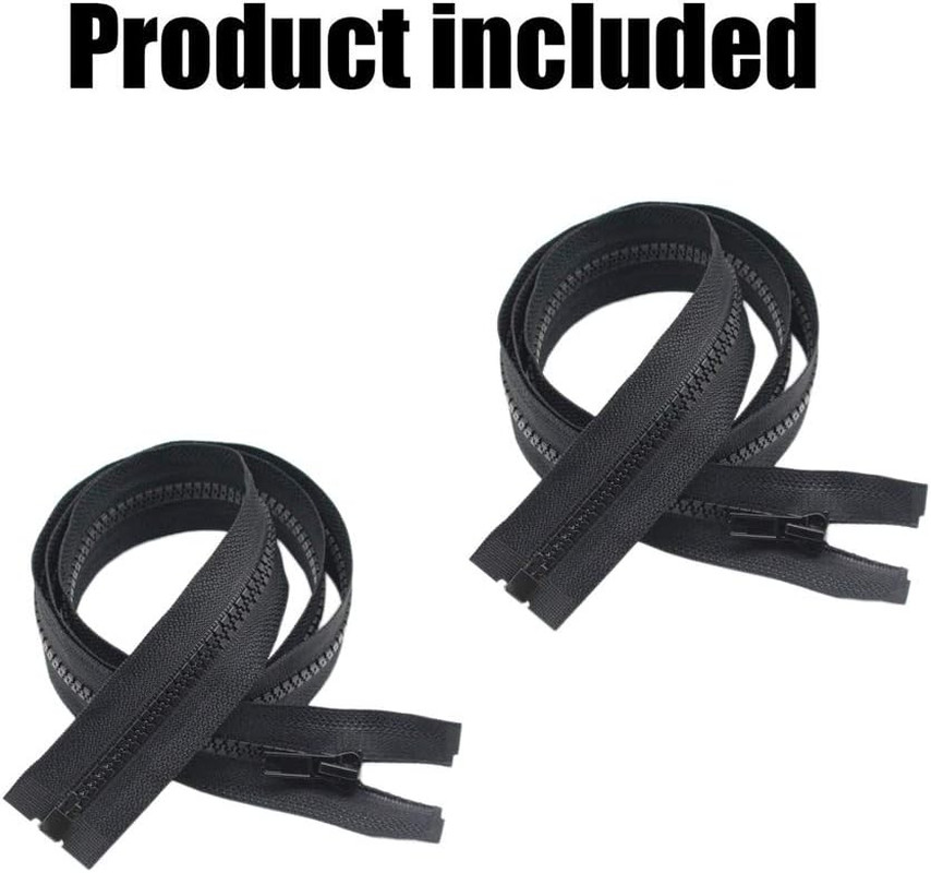 24" Jacket Zippers #5 Separating Black Plastic Zipper Replacement 2 Pack