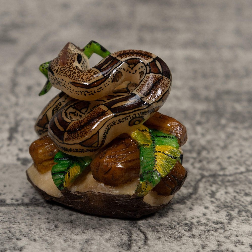 Snake Eating Frog Tagua Carving