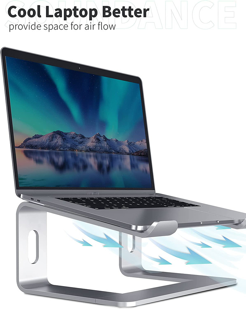 SOUNDANCE Laptop Stand, Aluminum Computer Riser, Ergonomic Laptops Elevator for