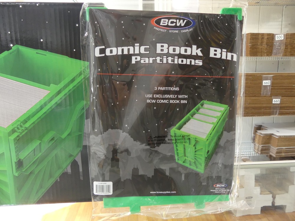 BCW Green Short Comic Book Bin & Extra Partitions Bundle - 4 Partitions Total