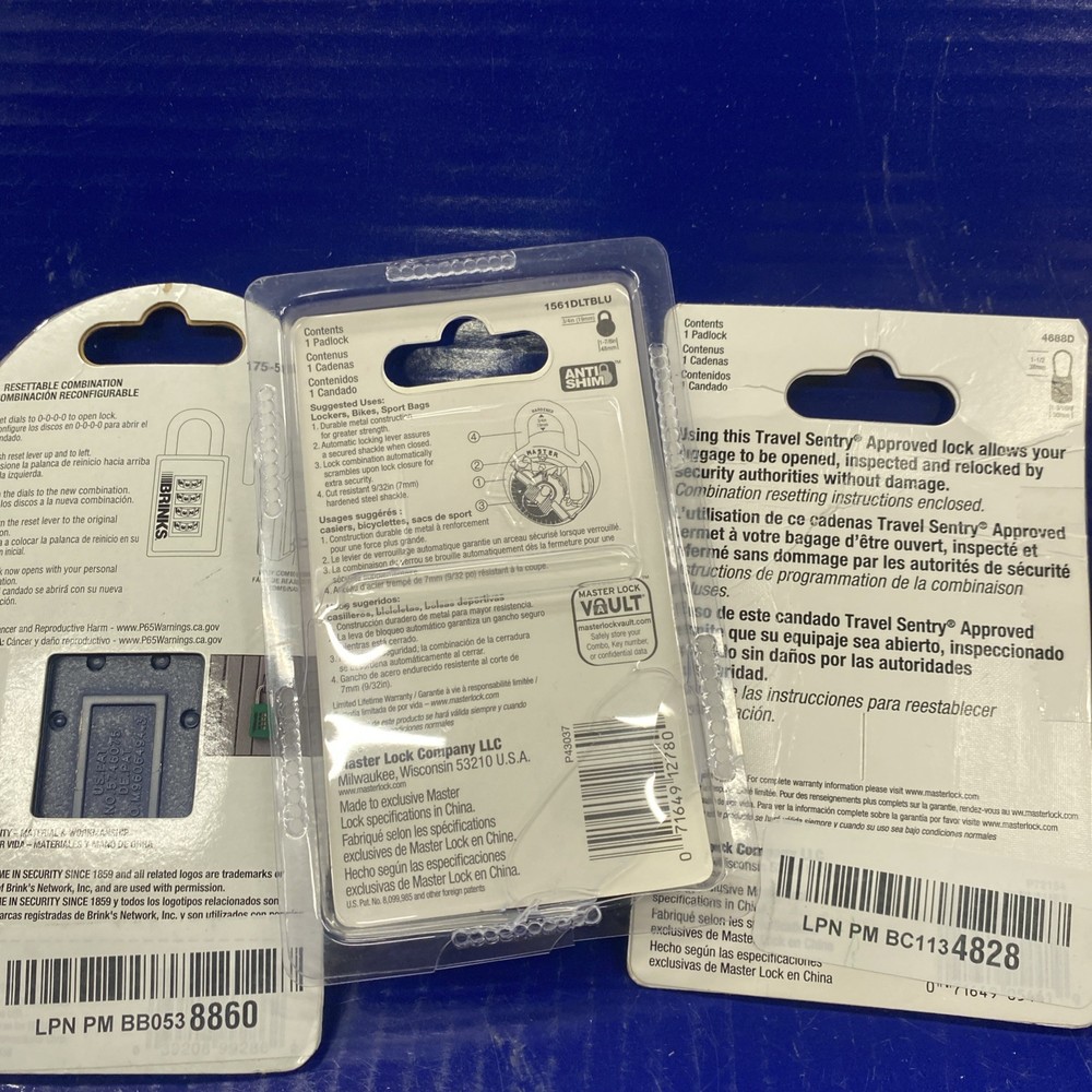 3 Pack Brinks + Master Combination Lock (Check The Photos)