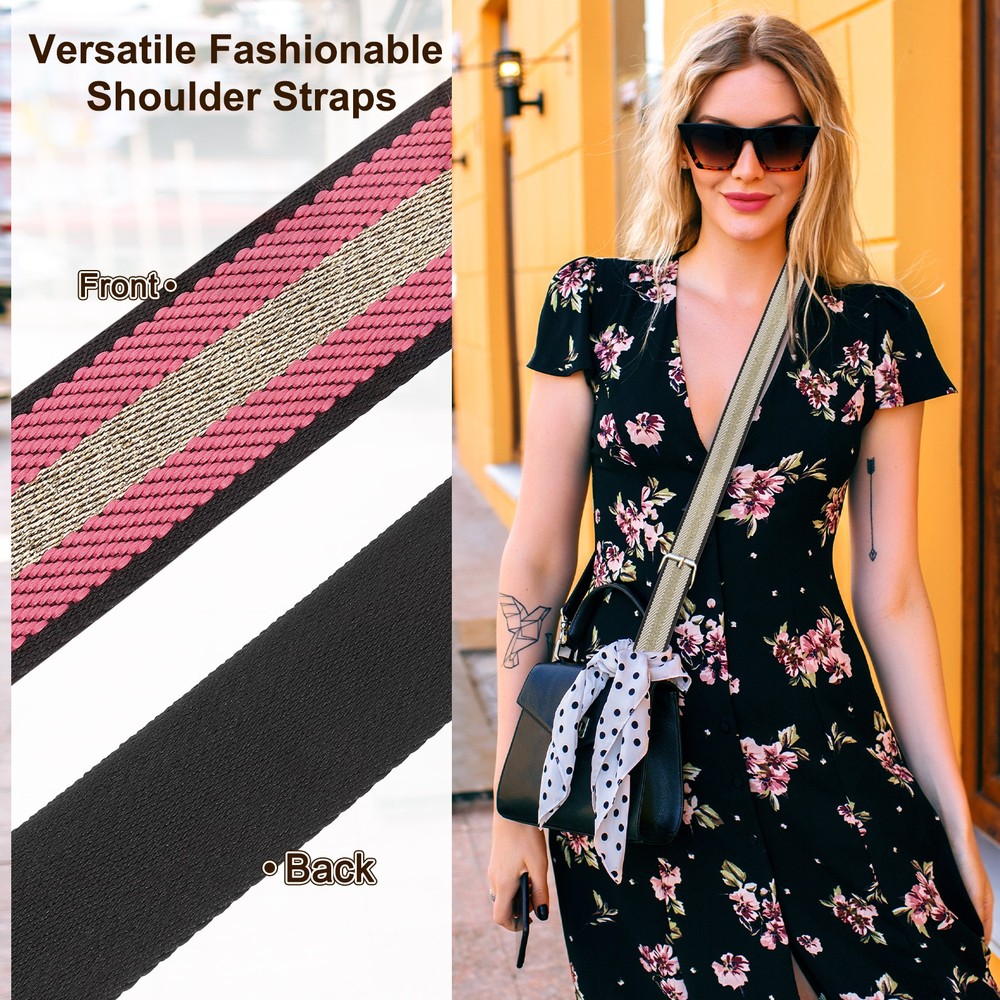 5Yards Nylon Webbing Strap, 38mm Striped Webbing Bag Strap, Pink