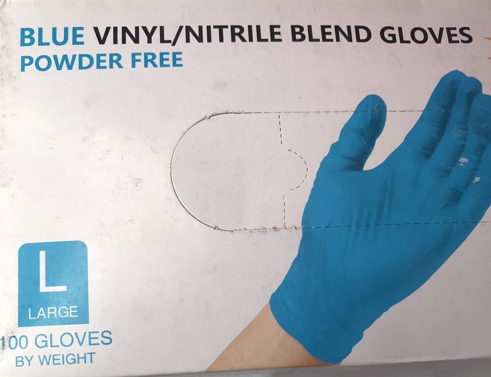 Blue vinil/nitrile blend gloves