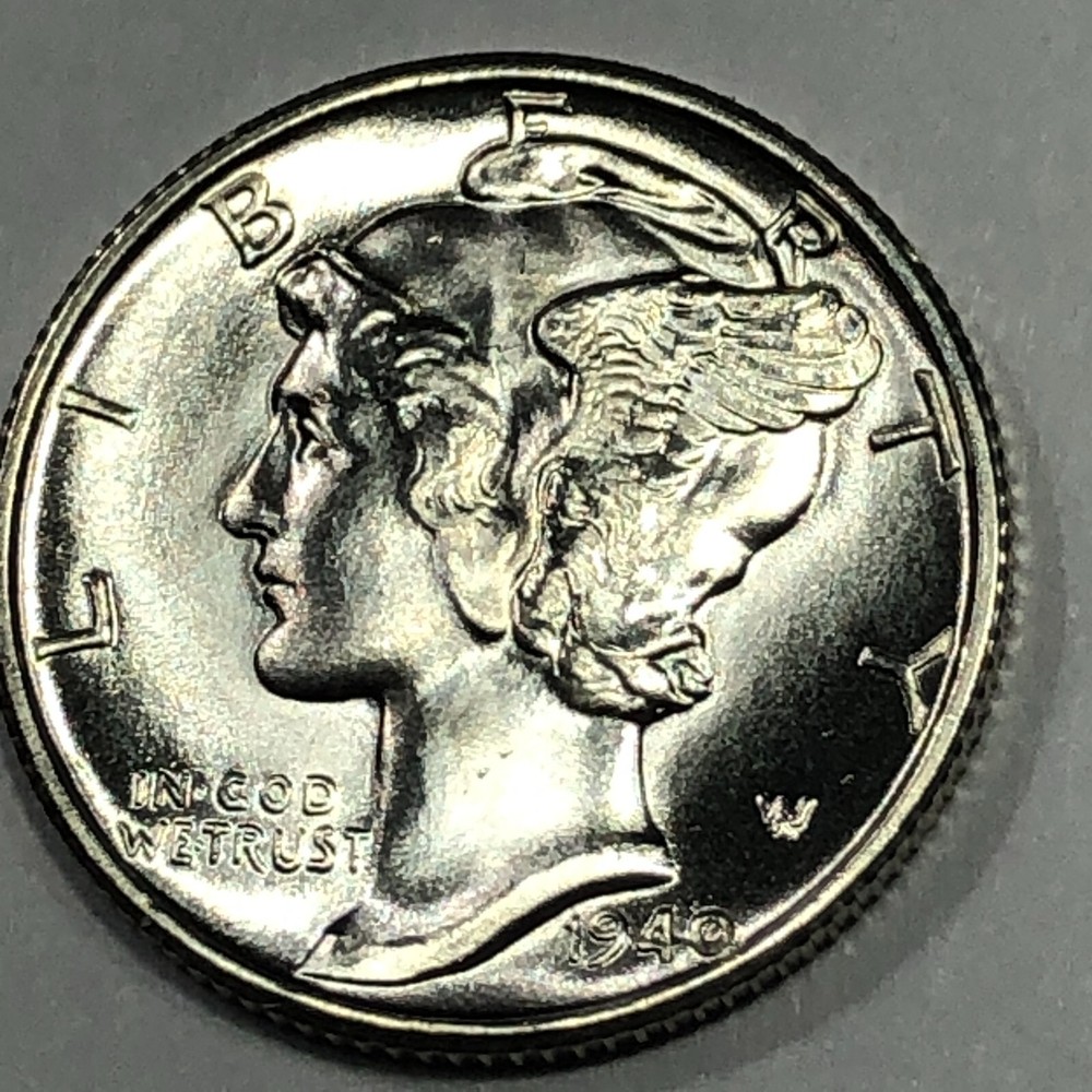 1940-D Uncirculated Mercury Silver Dime - #19766