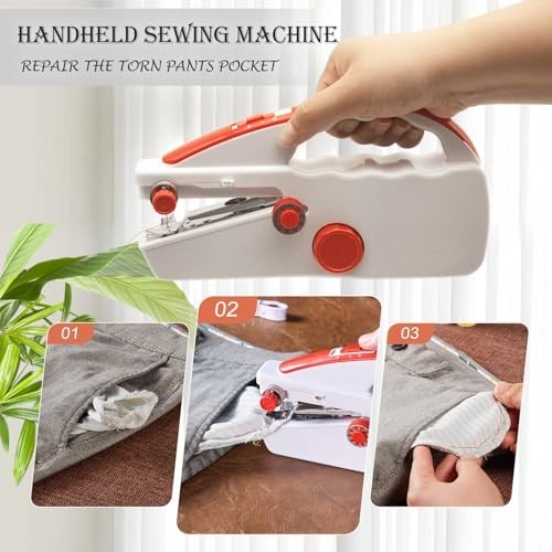 Portable Handheld Sewing Machine with 110 PCS Kit & Leather Case - Mini DIY Tool