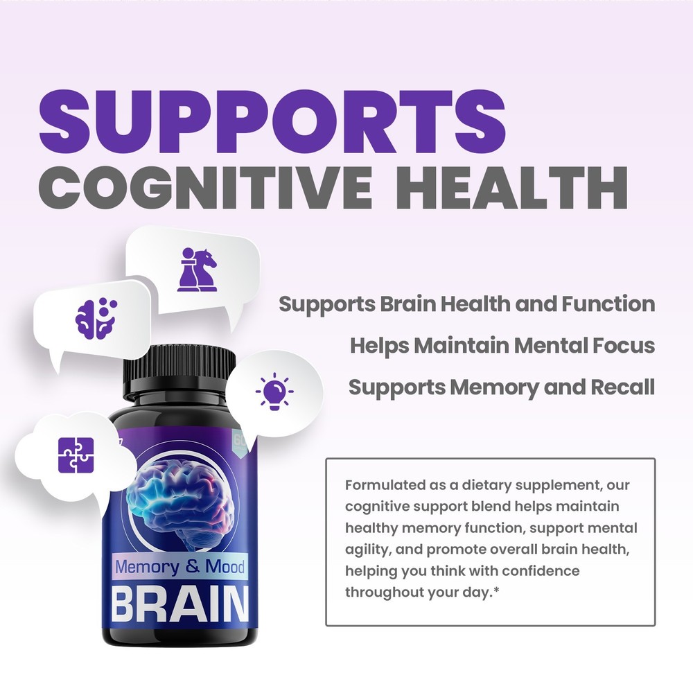 (3 Pack) Memory Mood Supplement Capsules – Memory and Mood Natural Blend Focus