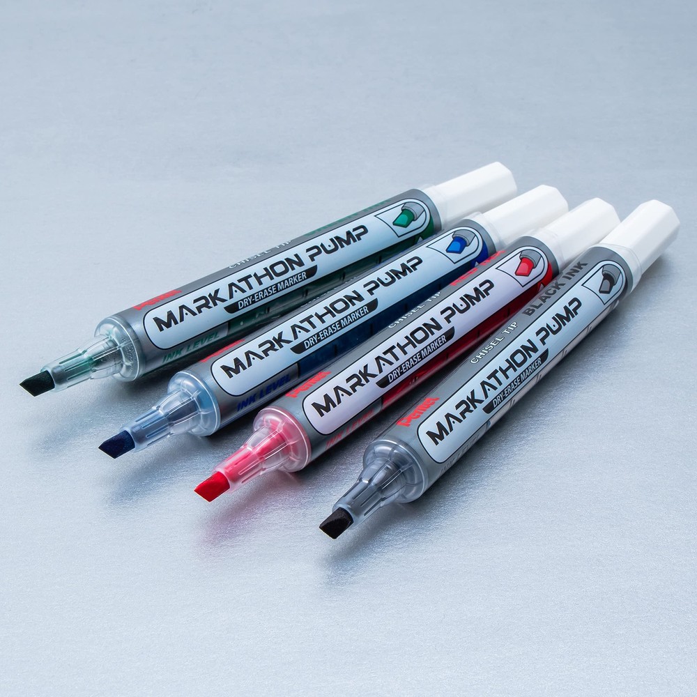 Markathon Pump Dry Erase Markers 4 Count Assorted Inkjector System