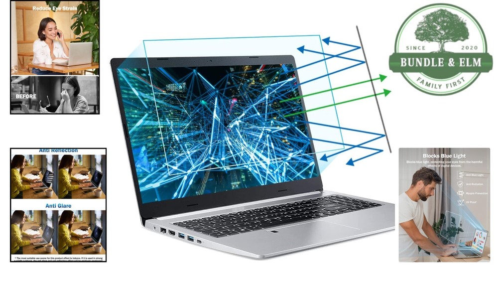 Scratch Resistant 15.6 Inch Screen Protectors - 2 Pack with Blue Light Blocker