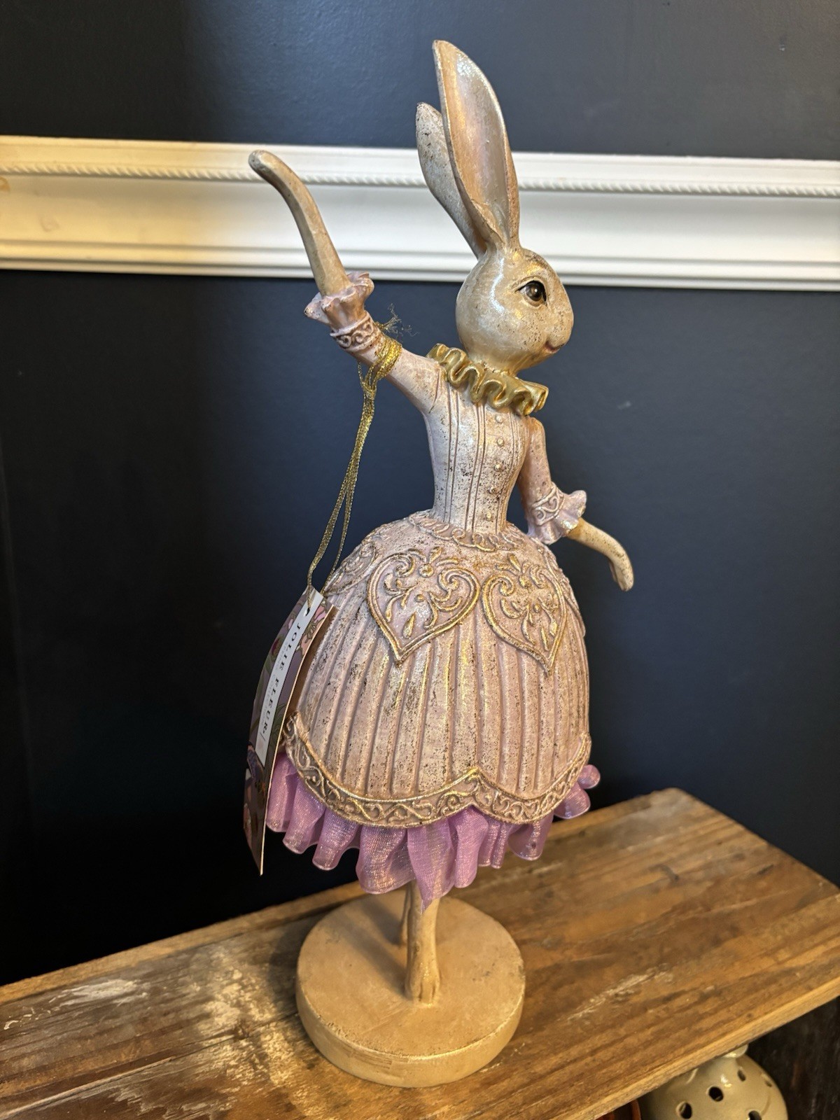 Jolie Fleur Easter Bunny 14” Figure Lavender Dress Dancing Ballerina