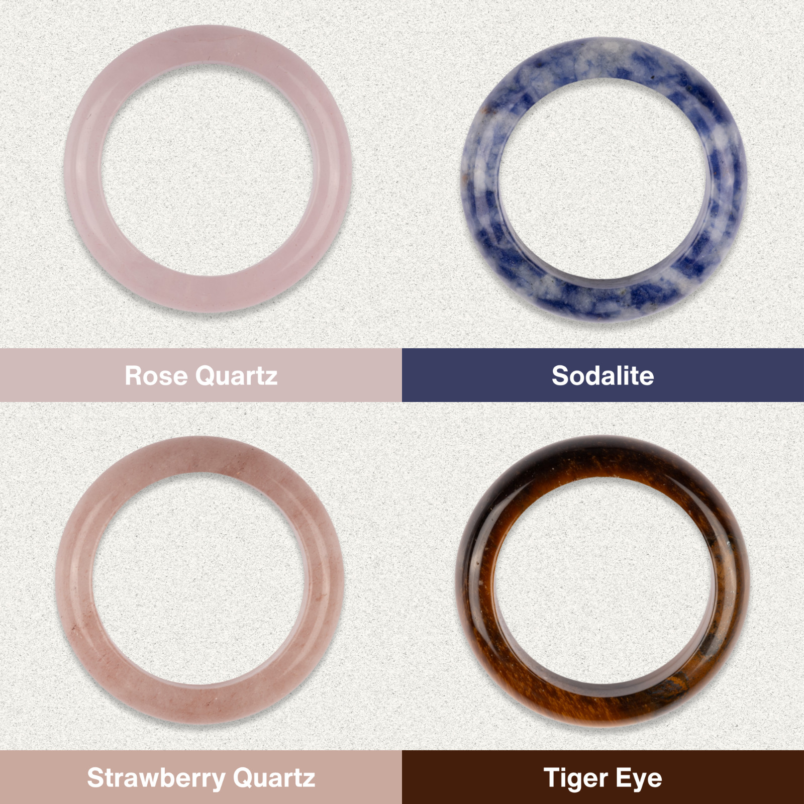 Healing Crystal Rings, Natural Stone Solid Bands, Jewelry Gifts, US Sizes 7-10