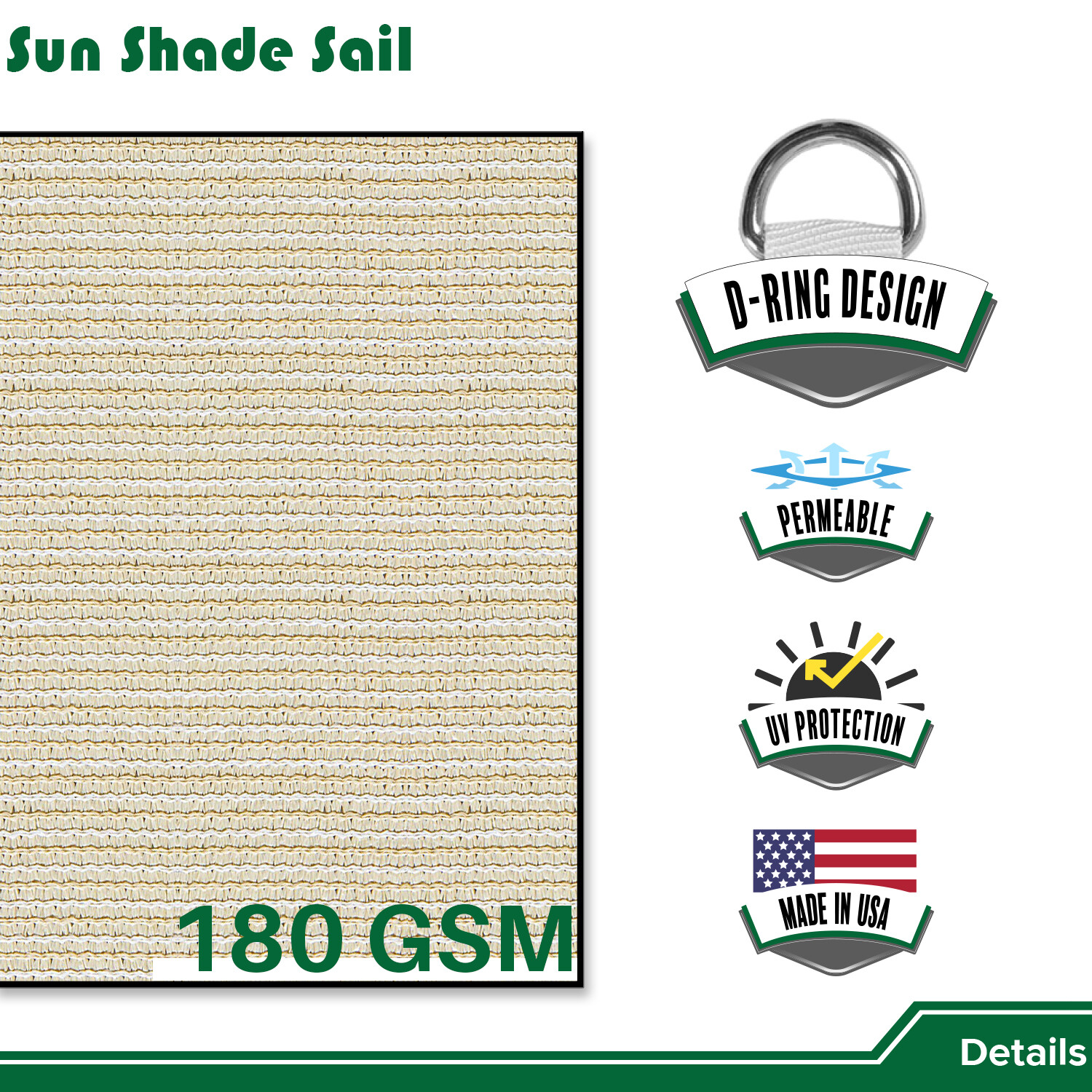 Rectangle Sun Shade Sail Canopy Shelter Shade Mesh Cover Patio Yard Pool Outdoor