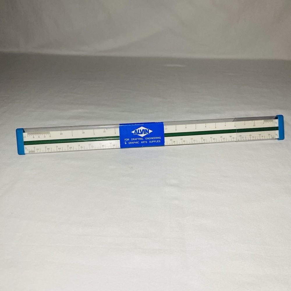 Alvin 244B Drafting Engineer Scale 12” Triangular Ruler W/Case Bamboo Japan Used